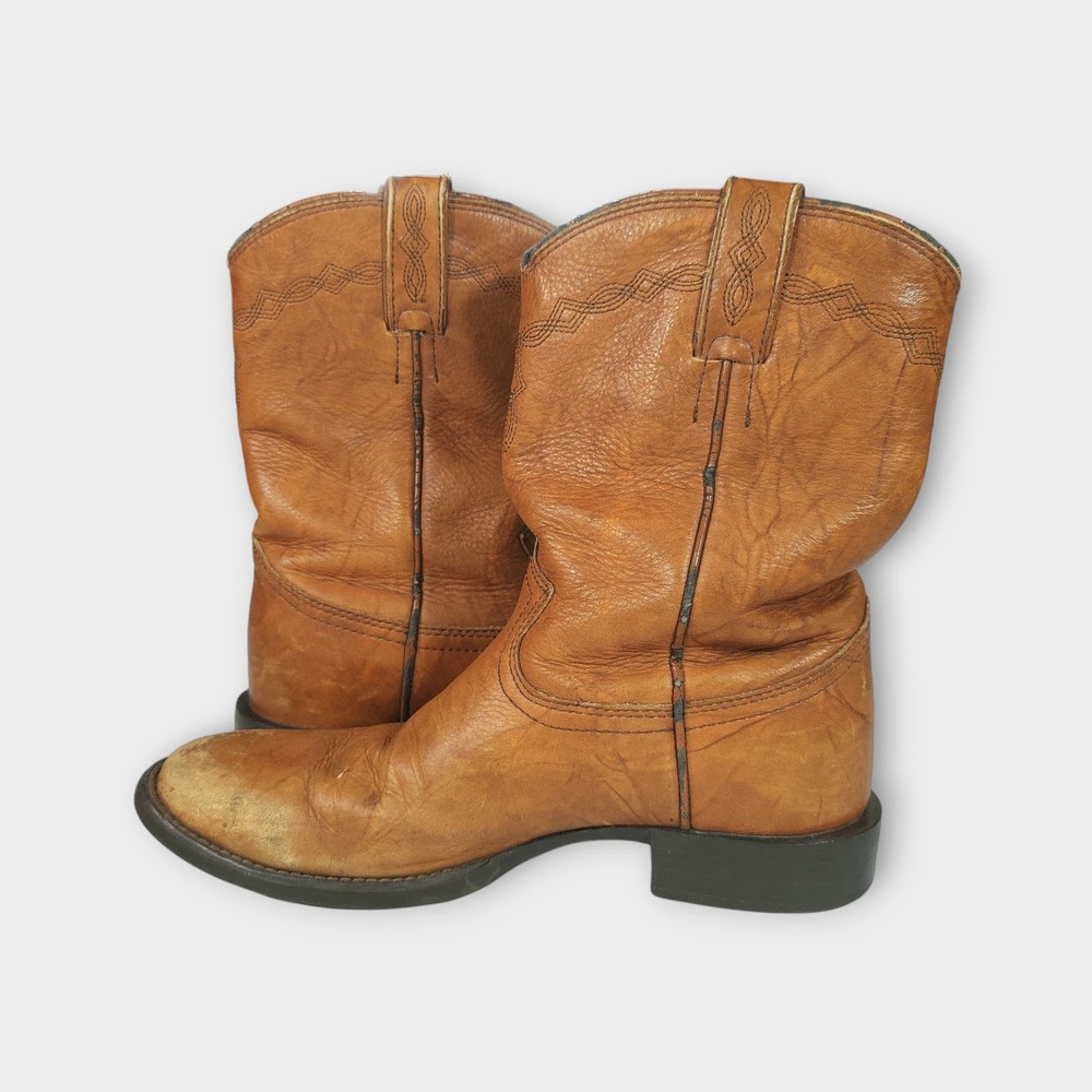 Men's Soft Leather Justin Boots Tan L4608 Size 7B - Picture 7 of 11